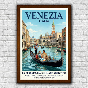 Affiche de voyage à Venise, Italie, années 1960