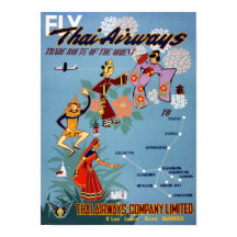Affiche de voyage aérien Vintage en Thaïlande rest