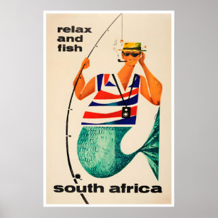 Affiche de voyage Afrique du Sud Art Africain Pêch