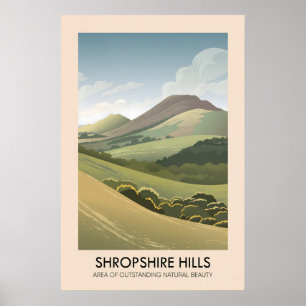 Affiche de voyage AONB Shropshire Hills