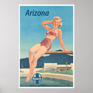 Affiche de voyage Art Santa Fe Arizona Piscine