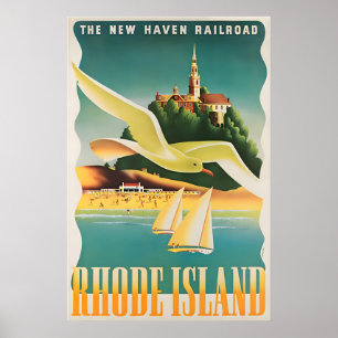 Affiche de voyage artistique de Rhode Island Ben N