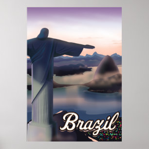 Affiche de voyage au Brésil impression d'art.