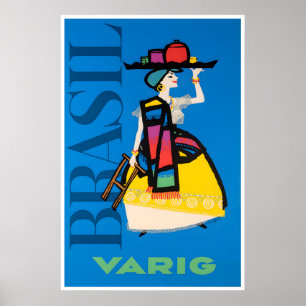 Affiche de voyage au Brésil Rio de Janeiro Art Var