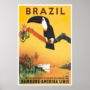 Affiche de voyage au Brésil Rio de Janeiro Impress