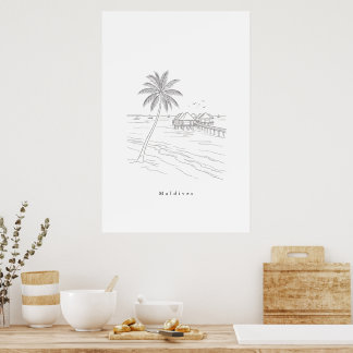 Affiche de voyage au design minimaliste de la plag