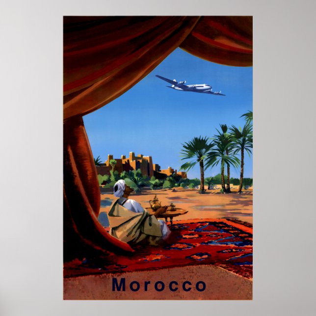 Affiche de voyage au Maroc. (Devant)