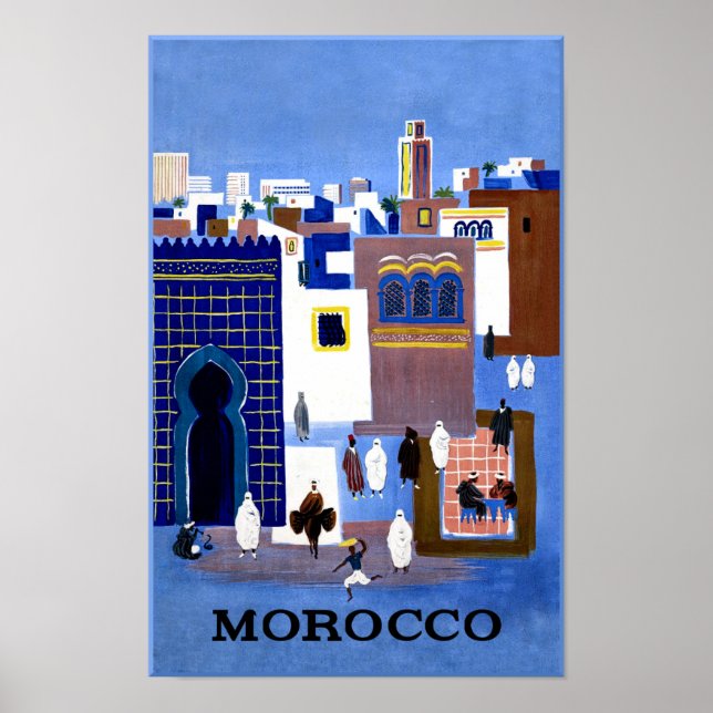 Affiche de voyage au Maroc. (Devant)