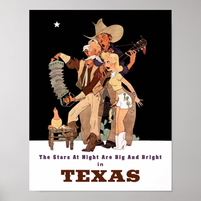 Affiche de voyage au Texas (Devant)