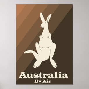 affiche de voyage Australia By Air Kangaroo.