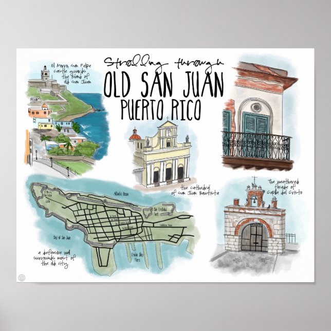 Affiche de voyage : Balade dans le Vieux San Juan  (Devant)