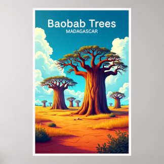 Affiche de voyage Baobab Trees Madagascar