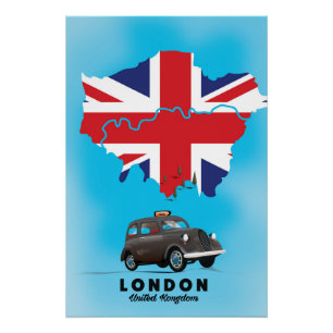 Affiche de voyage carte illustrée de Londres