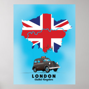 Affiche de voyage carte illustrée de Londres