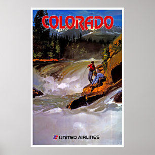 Affiche de voyage Colorado Pêche Art Rétro Prin