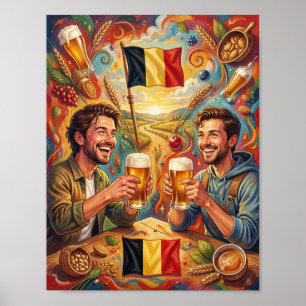 Affiche de voyage d'amitié de bière belge