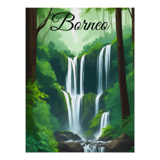 Affiche de voyage dans la forêt tropicale de Borné