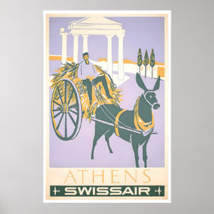 Affiche de voyage d'art Athènes Grèce Impression g