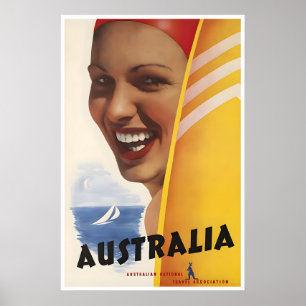 Affiche de voyage d'art de surf australien Austral