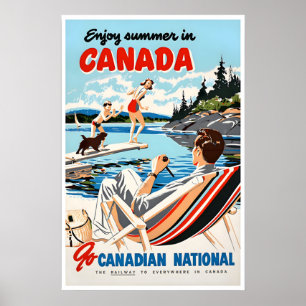 Affiche de voyage d'art vintage d'été Canada Canad