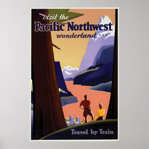 Affiche de voyage de 1925 dans le Nord-Ouest Pacif