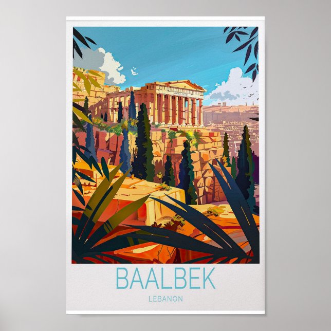 Affiche de voyage de Baalbek - Liban Wall Art (Devant)