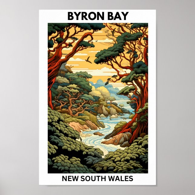 Affiche de voyage de Byron Bay Australie (Devant)