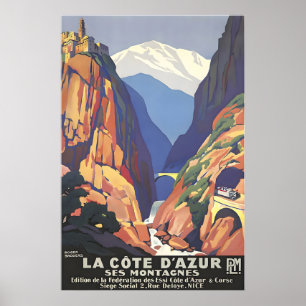 Affiche de voyage de Côte d'Azur Art France frança