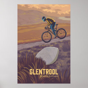 Affiche de voyage de cyclisme sur montagne de Glen