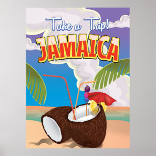 Affiche de voyage de dessin animé de Jamaïque