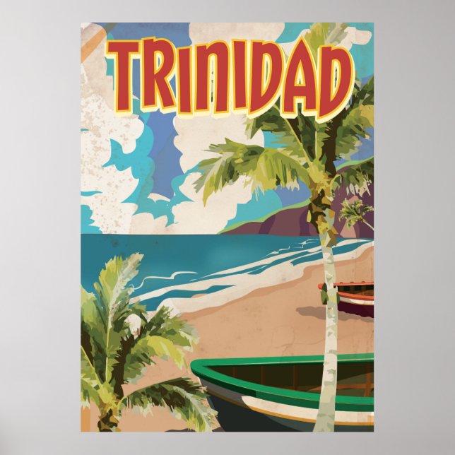 Affiche de voyage de dessin animé de Trinidad (Devant)