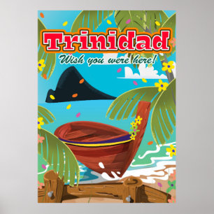 Affiche de voyage de dessin animé de Trinidad