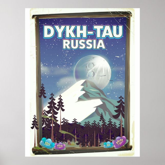 Affiche de voyage de Dykh-Tau Russie. (Devant)