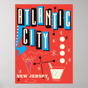 Affiche de voyage de jeu vintage de la ville d'Atl
