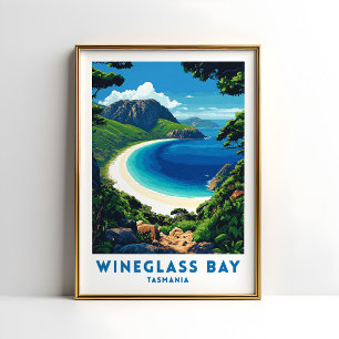 Affiche de voyage de la baie de Wineglass Tasmanie