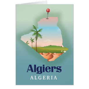 Affiche de voyage de la carte algérienne d'Alger