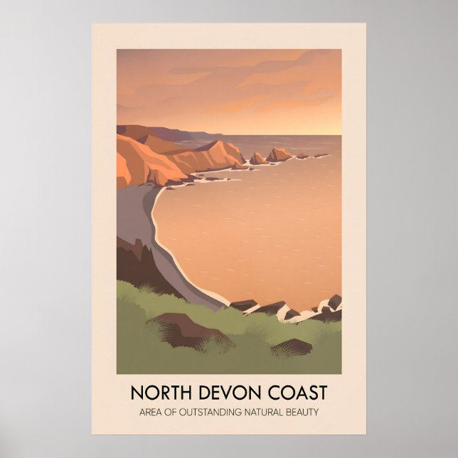 Affiche de voyage de la côte de North Devon AONB (Devant)