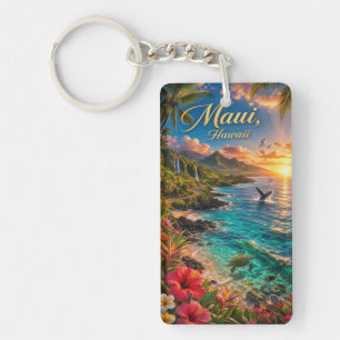 Affiche de voyage de la côte tropicale de Maui Haw