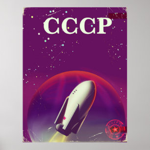 affiche de voyage de la course spatiale soviétique