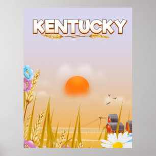 Affiche de voyage de la ferme mignonne du Kentucky