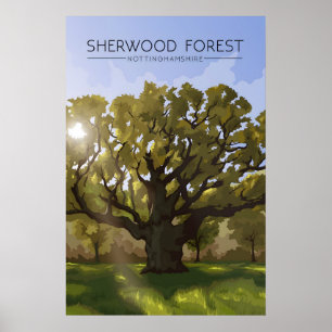 Affiche de voyage de la forêt de Sherwood