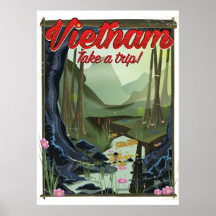 Affiche de voyage de la grotte du Vietnam en dessi