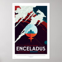 Affiche de voyage de la NASA - Saturn Moon Encelad
