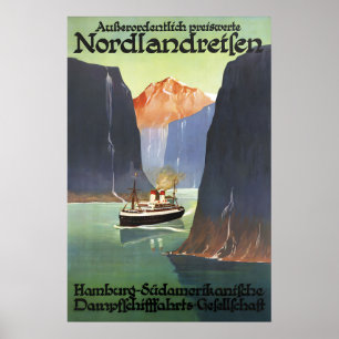 Affiche de voyage de la Norvège des années 1930 Fj