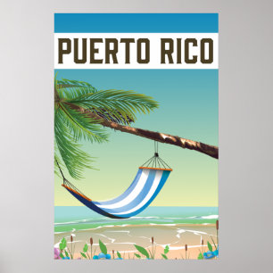 Affiche de voyage de la plage de Porto Rico.