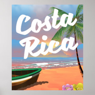 Affiche de voyage de la plage du Costa Rica