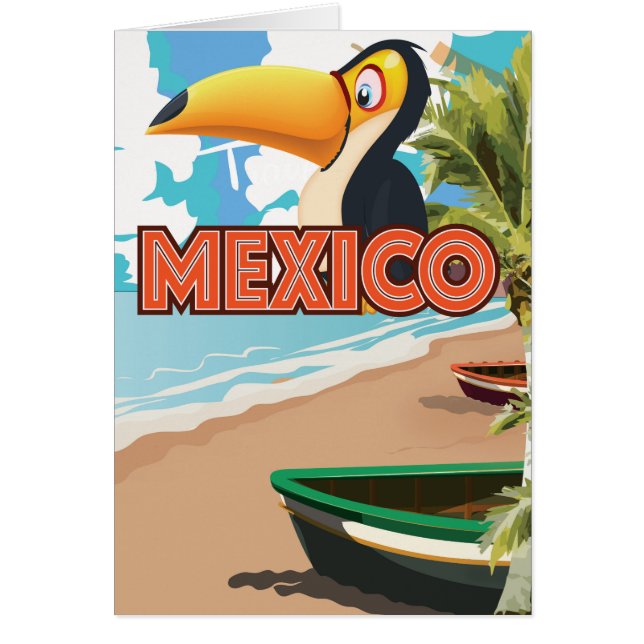 Affiche de voyage de la plage du Toucan Mexicain. (Devant)