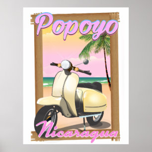 Affiche de voyage de la plage Popoyo Nicaragua