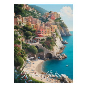 Affiche de voyage de la Riviera italienne