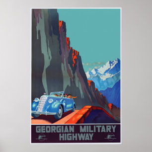 Affiche de voyage de la route militaire de Géorgie